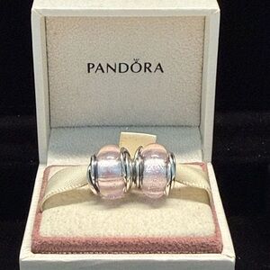 2 Pandora Encircled Pink Murano Glass Charm